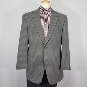 Hart Schaffner Marx Mens Sport Coat Blazer Two Button Gray Striped Wool Size 43R